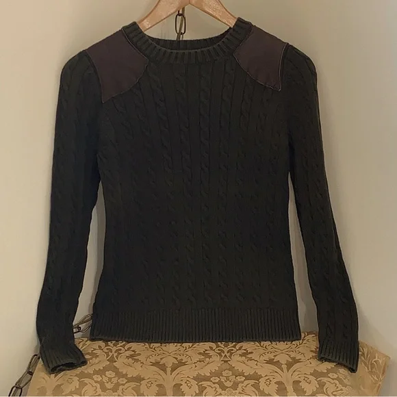 525 America Cable Knit Shoulder Patch Sweater - Picture 1 of 9